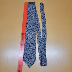 Van Heusen 417 Mens Silk Paisley Tie Grey Burgundy Black Made in USA RN 20547
